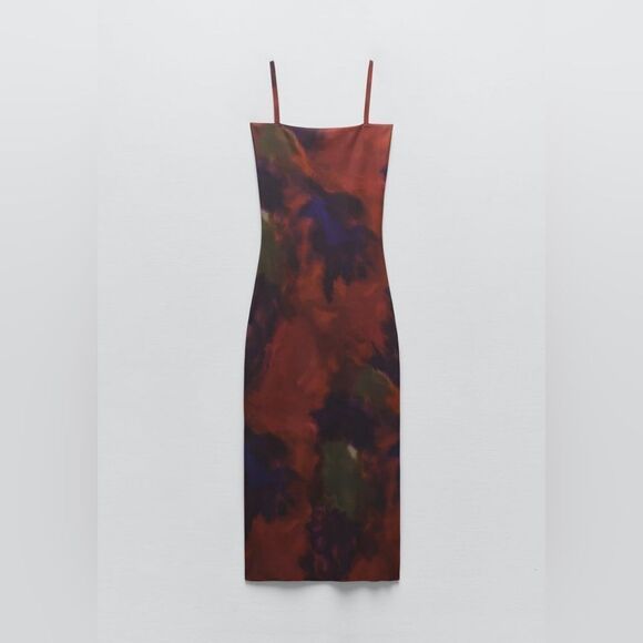 ZARA KNIT TIE DYE DRESS red multicolored - Picture 15 of 16